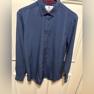Men's Navy Patterned Button-Down Shirt S/P